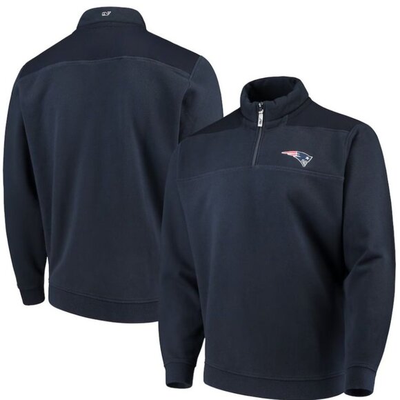 Vineyard Vines Men's Navy Quarter-Zip New England Patriots Shep Shirt Size Small - Picture 1 of 16